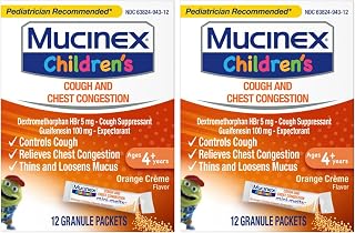 Mucinex Children's Chest Congestion Expectorant and Cough Suppressant Mini-Melts, Orange Cream, 12 Count (Packaging May Vary) (Pack of 2)