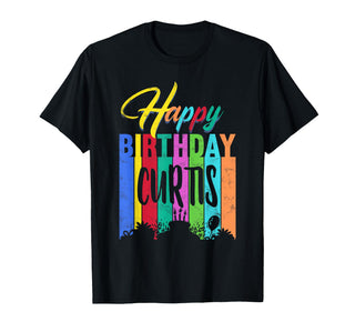 Happy Birthday Curtis Personalized Name Gift Custom B-Day T-Shirt by Happy Birthday Curtis Apparel for Men Kids – Black, Model YAZ3GZAR1VH