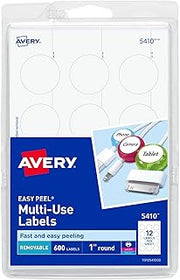 Avery Self-Adhesive Removable Labels, 1-Inch Diameter, White, Pack of 600 (5410)