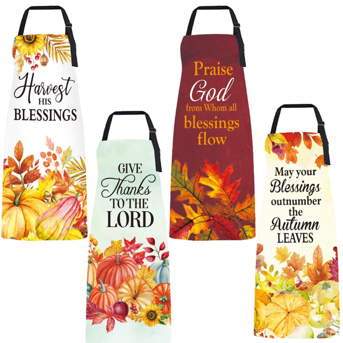 Colarr Fall Christian Aprons for Women, 4 Pack with Bible Verses, Colorful