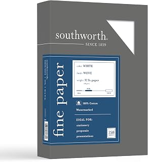Southworth JD18C 100% Cotton Business Paper White 32 lbs. 8-1/2 x 11 250/Box