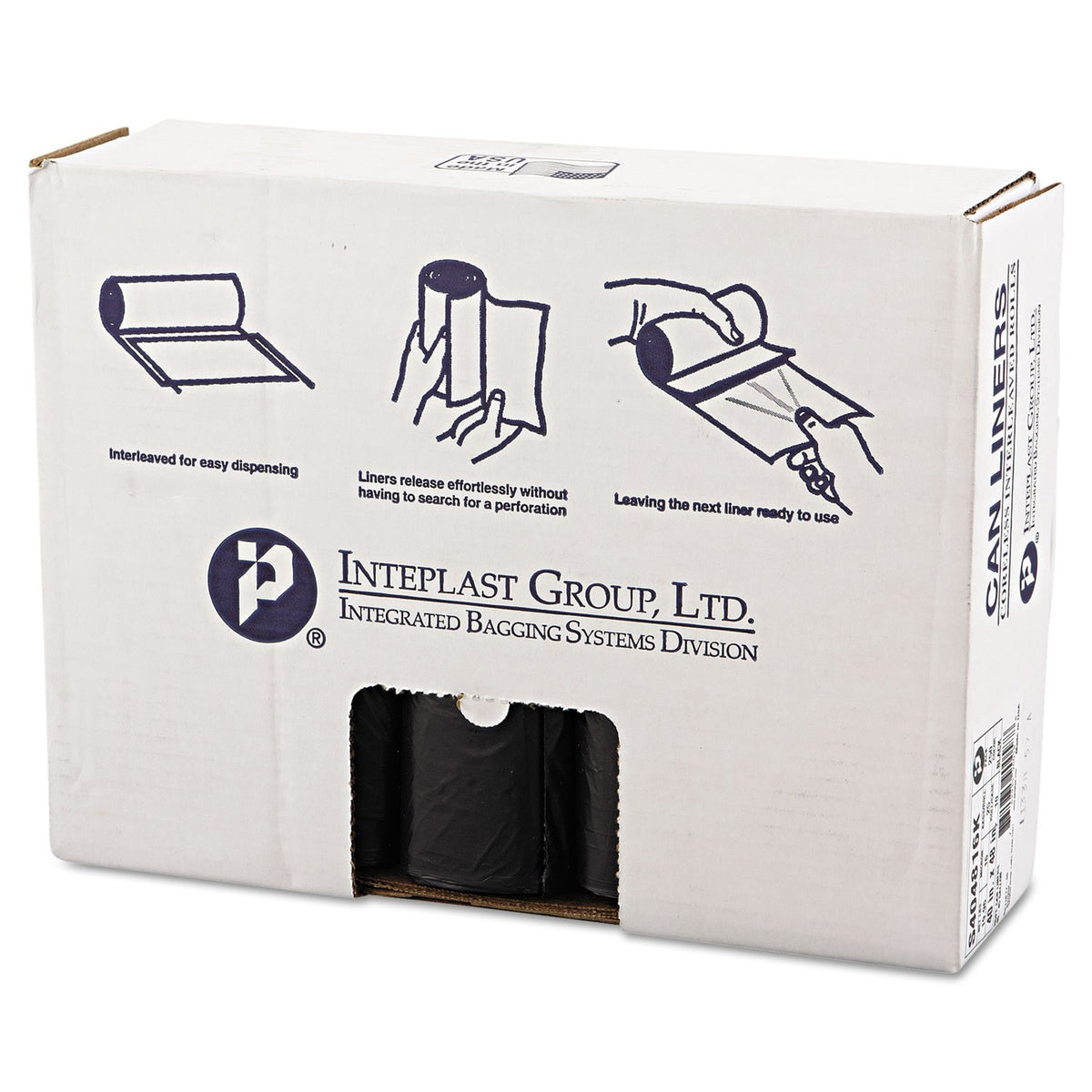 Group High Density Commercial Can Liners 40x48 16 Mic - Black by Inteplast – 1 Count (Pack of 1), 45.0 gallons, Silver/Black, Model IBS S404816K