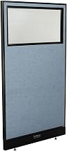 Global Industrial 36-1/4"W x 64" H Electric Office Partition Panel with Partial Window, Blue