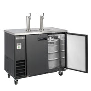 Dual Tower Beer Dispenser by MAXX Cold – 47.5 Inch Wide, 10.5 cubic_feet, Stainless Steel, Black, Model MXBD48-2BHC