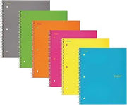 Five Star Spiral Notebooks, 5 Subject, Wide Ruled Paper, 200 Sheets, 10-1/2" x 8", Assorted Colors, 6 Pack