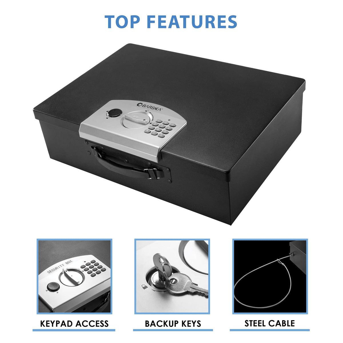Portable Digital Keypad Lock Box by Barska – One Size, 0.49 cubic_feet, Alloy Steel, Black, Model AX11910