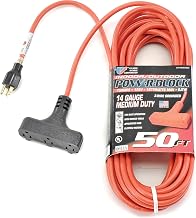 U.S. Wire 50 Ft. Three Conductor Orange Cord W/Pow-R Block, 14/3 Ga. SJTW-A, 300V, 15A