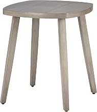 Foret Side Table Brown, Brown End Table, Modern Style, Faux Wood Aluminum Square Shape Tabletop, Aluminum, Outdoor Living, 21.3" W x 21.3" D x 24" H