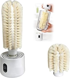 Electric Cup Cleaning Brush, USB Rechargeable Cup Scrubber | Dual Interchangeable Brush Heads,Splash‑Resistant,Scratch‑Safe Bristles,Home Kitchen,Apartment,Daily Drinkware Washing(1pcs)
