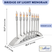 Aviv Judaica Electric Menorah, Brushed Stainless Steel, 9 Flickering Bulbs