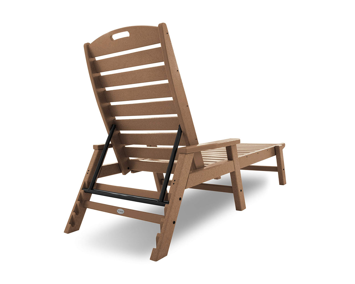 Nautical Arms Chaise by Polywood – 27 inches x 78.5 inches x 39 inches, High Density Polyethylene (HDPE), Teak, Model NCC2280TE