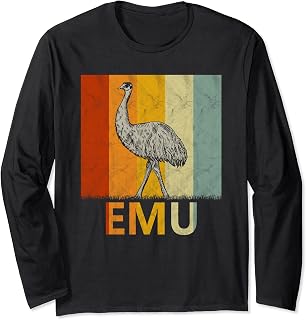 Emu Shirt for Men Women Funny Emu Lover Retro Long Sleeve T-Shirt