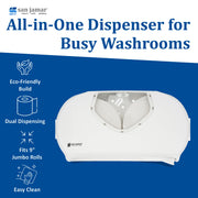Summit Bath Tissue Dispenser by San Jamar – 9", Plastic, White/Clear, Model R4070WHCL