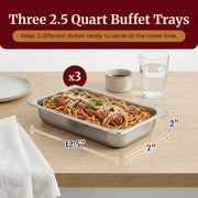 Elite Gourmet Triple Food Warmer, 7.5 Quart, Stainless Steel