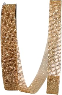 Reliant Ribbon Corsage Mesh Glitter Ribbon, 5/8 Inch X 25 Yards, Gold