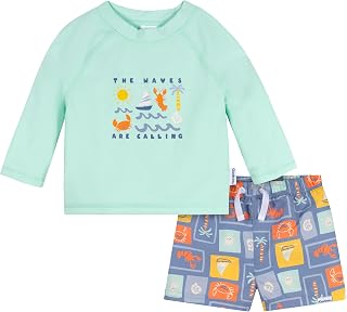 Gerber Baby & Toddler Boys Long Sleeved Rashguard Swim Bathing Suit Set