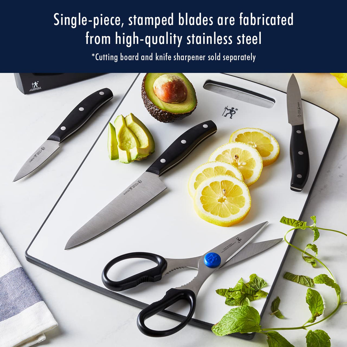 Definition 7-pc Self-Sharpening Block Set by HENCKELS – 7-pc, Stainless Steel, Black, Pack of 7, Model 19485-007