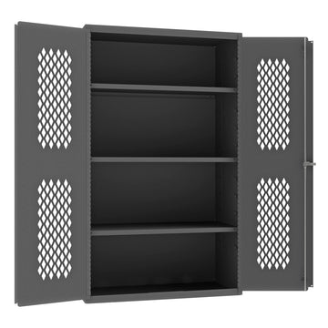 Heavy Duty Welded 14 Gauge Steel Ventilated Cabinet by Durham – One Size, Alloy Steel, Grey, Model EMDC-362472-95