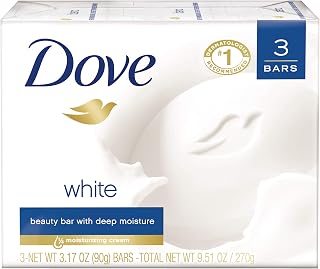 Dove Beauty Bar More Moisturizing than Bar Soap White Effectively Washes Away Bacteria While Nourishing Your Skin 3.17 oz, 3 Bars