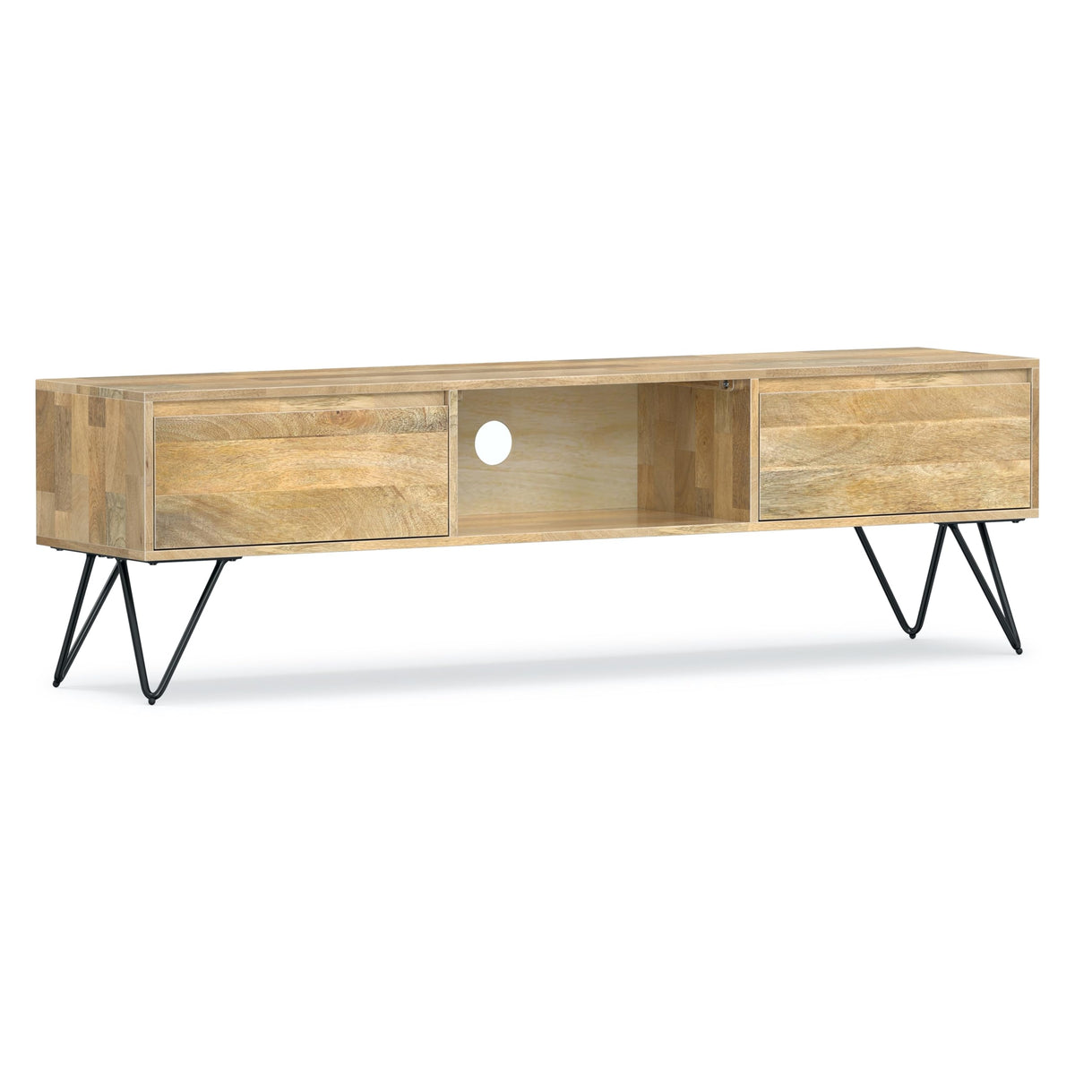 SIMPLIHOME Refined Natural / 68 inch / Rectangle Television Stands & Entertainment Centers