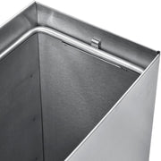 Indoor Wall Mount Trash Can by Global Industrial – 6"L x 14"W x 18"H, 6.4 gallons, Stainless Steel, Satin, Model 641437SS