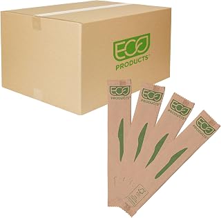ECO PRODUCTS Renewable & Compostable 6.5" Wood Knives, Case of 500, FSC Certified Individually Wrapped Wooden Knife, Hot & Cold Food Friendly, Ridge Molded Into Handle For Better Grip and Strength