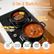 Asderote Cast Iron Dutch Oven Set, 5 Quart, With Bread Baking Tools