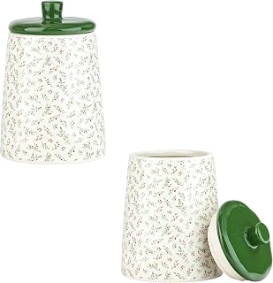 10 Strawberry Street Bella Holiday Kitchen Canister, Set of 2 (Winter Sprigs)