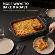 Yunnkeey Roasting Pan with Rack, Carbon Steel Nonstick, Black