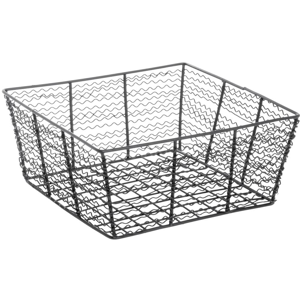 Wire Storage Basket Black Steel- 12 3/16 L x 12 3/16 W x 5 1/2 H by HUBERT – Alloy Steel, Black, Model 37115