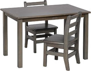 ECR4Kids 24in x 36in Rectangular Hardwood Table and Chair Set, 12in Seat Height, Kids Furniture, Grey Wash, 3-Piece