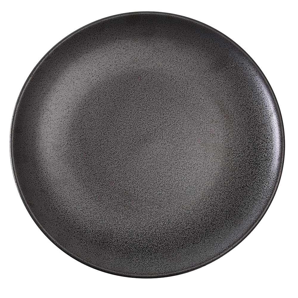 12" COUPE SHAPE ROUND PLATE by Yanco – Large, Ceramic, Matte Black, Pack of 12, Model DB-112