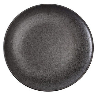 12" COUPE SHAPE ROUND PLATE by Yanco – Large, Ceramic, Matte Black, Pack of 12, Model DB-112