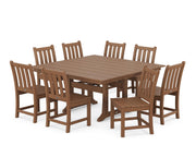 Traditional Garden 9-Piece Farmhouse Dining Set (Teak) by Polywood – Onesize, Plastic, Teak, Pack of 9