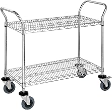Quantum Storage Systems WRC-2448-2CO Wire Conductive Utility Carts 2 Shelves Chrome 38" H x 48" W x 24" D