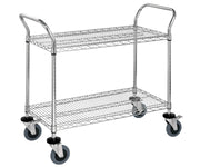 Wire Conductive Utility Carts 2 Shelves Chrome 38" H x 48" W x 24" D by QUANTUM STORAGE SYSTEMS – 48"W x 24"D x 37-1/2"H, Blend, Chrome, Model WRC-2448-2CO