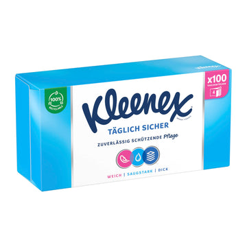 Daily Safe Tissue Box by Kleenex – 100 Count (Pack of 1), Wood Pulp, White, Model 5029053584713