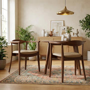 Ralmon Rich Walnut Dining Chairs Set of 2 with Solid Wood Construction by Starlight Canyon Home – Solid Wood, Rubberwood, Metal, Fabric, Brown, Pack of 2