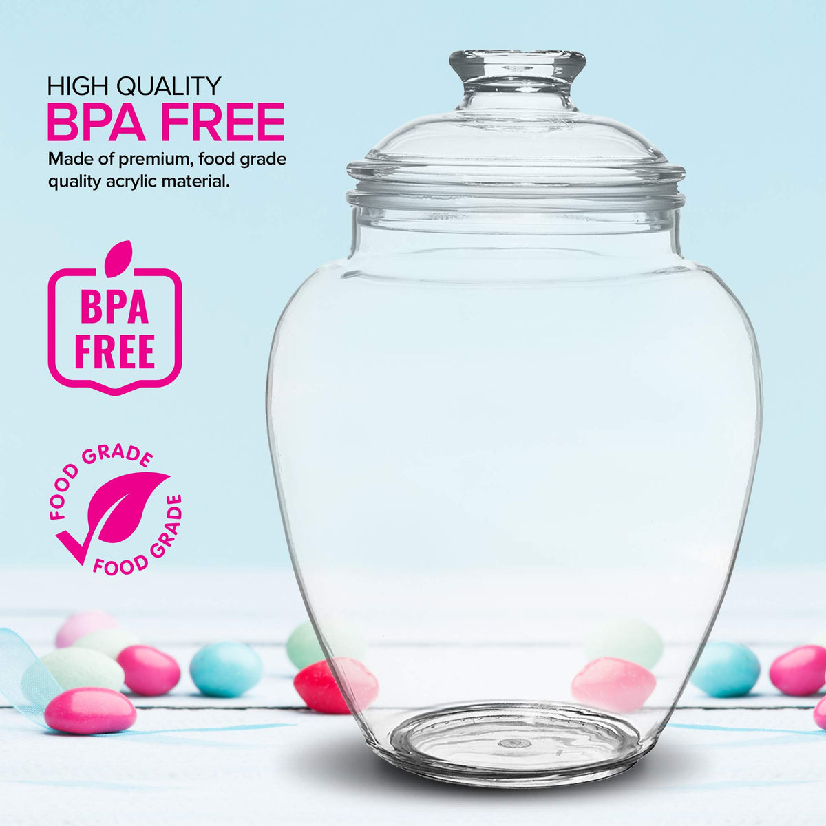 128-Ounce Candy & Cookie Jar with Lid by Modern Innovations – 128 oz, 128.0 ounces, Acrylic, Clear, Model 2544-XL