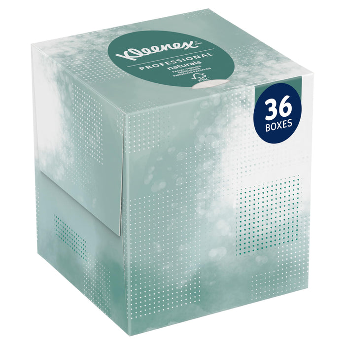 Kleenex Professional Naturals Facial Tissue, Bulk (21272), 2-Ply, White, Upright Cube Boxed Format, Designed for Business (90 Tissues/Box, 36 Boxes, 3,240 Sheets/Case)