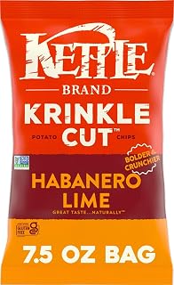 Kettle Brand Potato Chips, Krinkle Cut, Habanero Lime Kettle Chips, 7.5 Oz