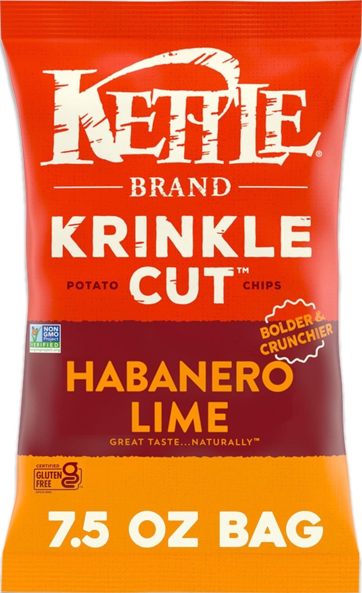 Kettle Brand Krinkle Cut Habanero Lime / 7.5 Ounce (Pack of 12) / Habanero Lime Potato