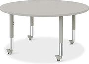 Jonti-Craft Berries 6433JCM000 Round Activity Table - 48" Diameter, Mobile - Freckled Gray/Gray/Gray