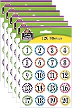 Teacher Created Resources Polka Dots Numbers Stickers, 120/Pack, 6 Packs (TCR3567-6)