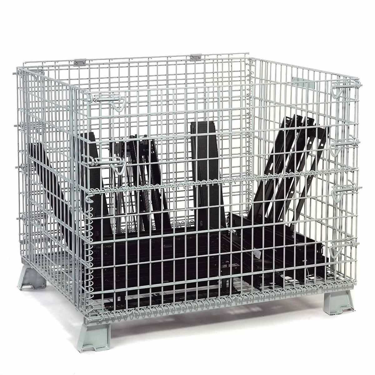 Wire Mesh Folding Open-Top Container by Global Industrial – Wire Mesh 2x2, Gray, Model 239342