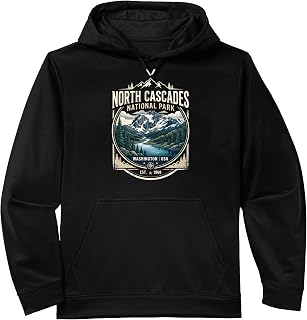 North Cascades National Park Washington USA Vintage Badge Performance Hoodie