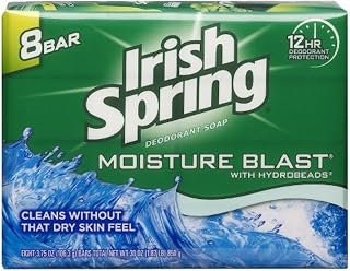 Irish Spring Deodorant Bar Soap Moisture Blast with HydroBeads 3.75Oz Pack of 2