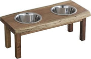 AWLDPF: Acacia Wood Live Edge Double Bowl Pet Feeder Stand