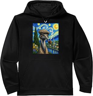 Emu with Pipe Starry Night Van Gogh Bird Art Performance Hoodie