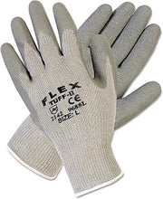 MCR Safety 9688L FlexTuff II Latex Palm Medium Weight Men's Gloves with White Hemmed Cuff, Gray, Large, 1-Pair